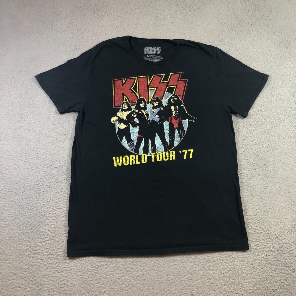 KISS band T Shirt Mens L black graphic print rock rap tee